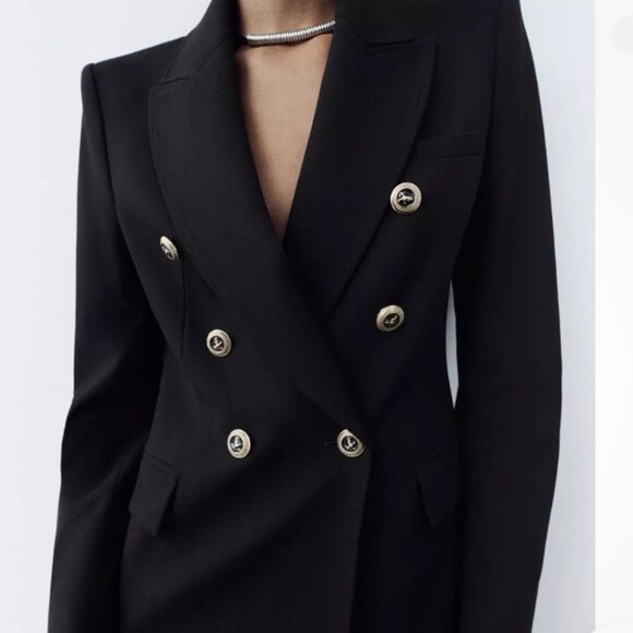 NWT Zara Tailored Double-Breasted Blazer with Gold Buttons S - Picture 2 of 16